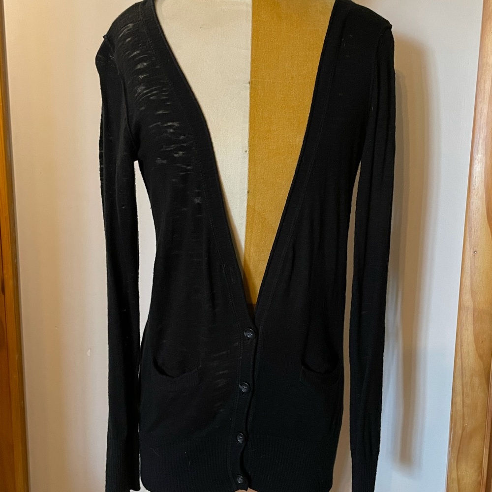 Missimo Thin Black Button Cardigan